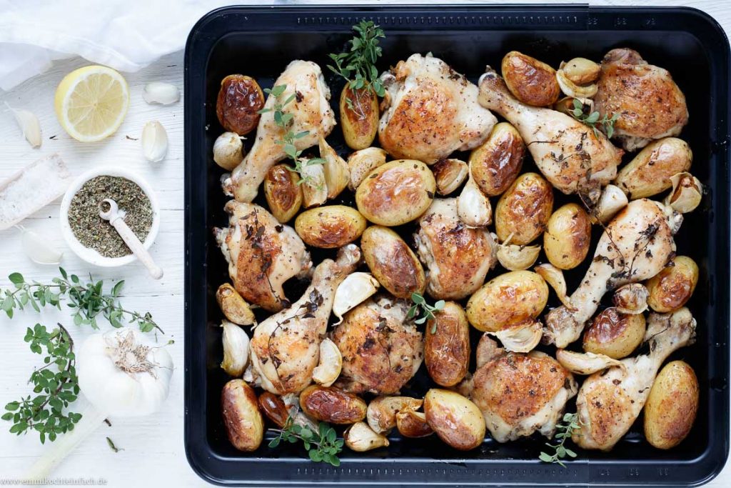 Kartoffel Hähnchen vom Backblech griechische Art - emmikochteinfach