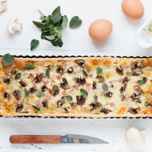 Schinken Quiche mit Champignons und Mozzarella - emmikochteinfach