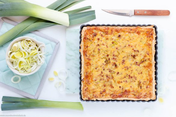 Schinken Quiche mit Champignons und Mozzarella - emmikochteinfach