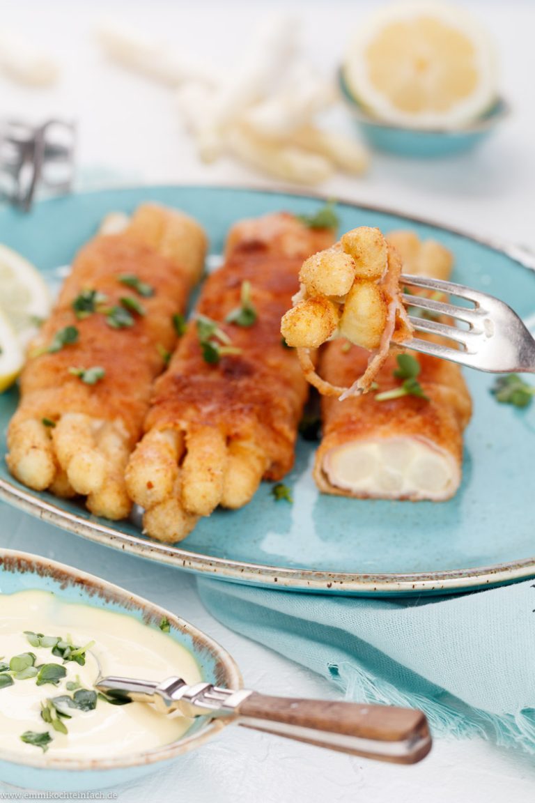 Spargel Knusperröllchen mit Schinken und Käse - emmikochteinfach