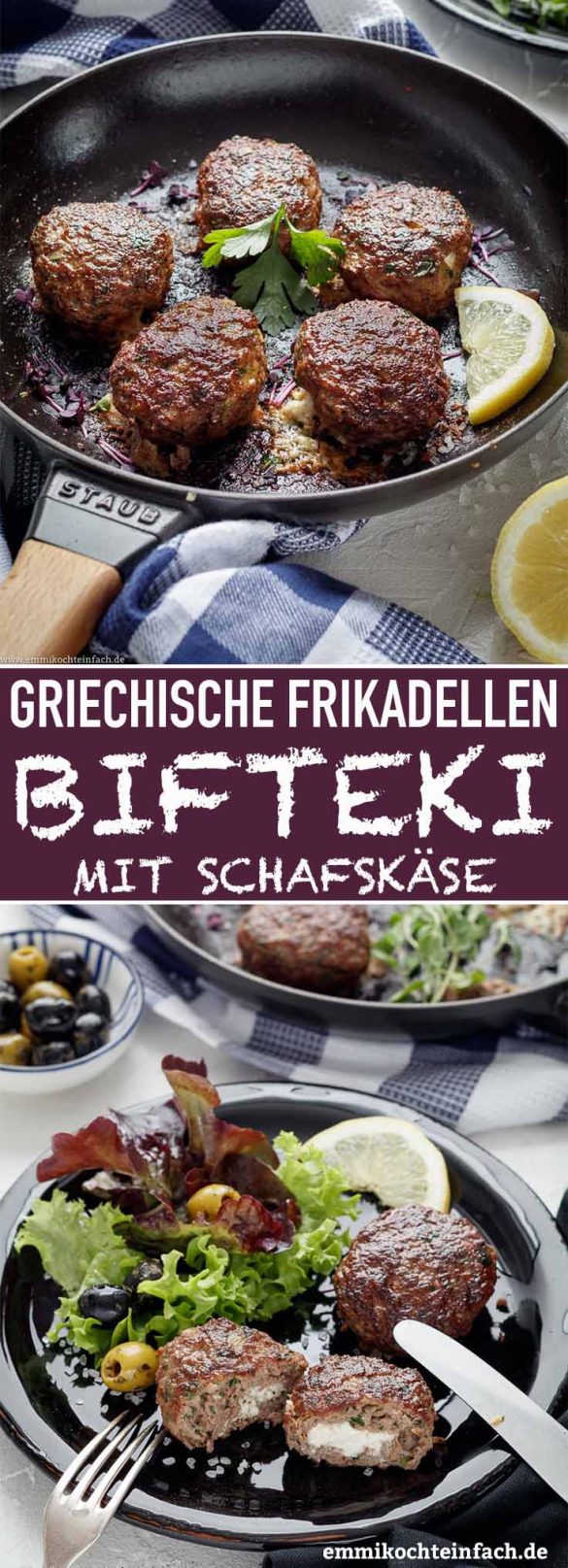 Bifteki - Griechische Frikadellen gefüllt mit Schafskäse - emmikochteinfach