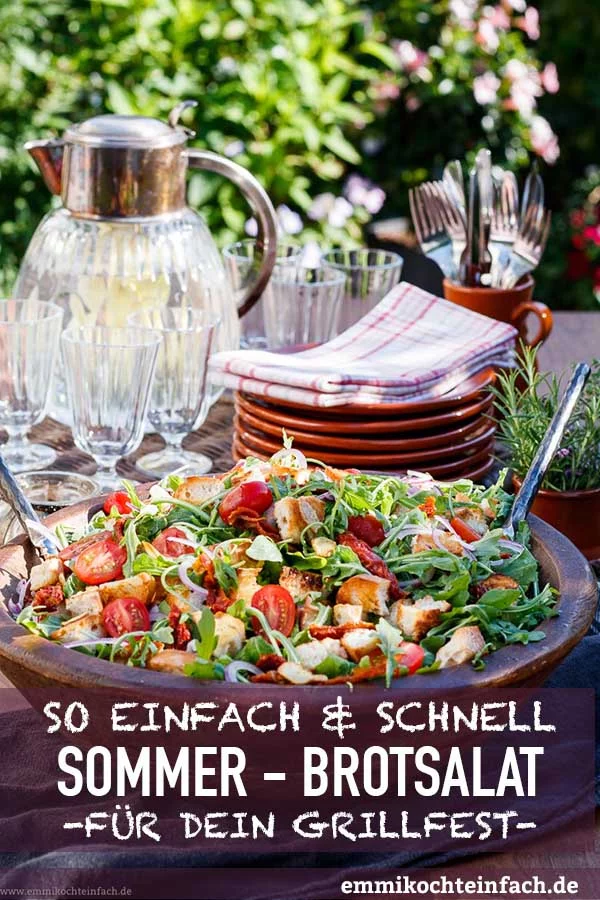 Mediterraner Brotsalat - einfacher & schneller Sommersalat - Für dein Gartenfest & Grillfest - www.emmikochteinfach.de