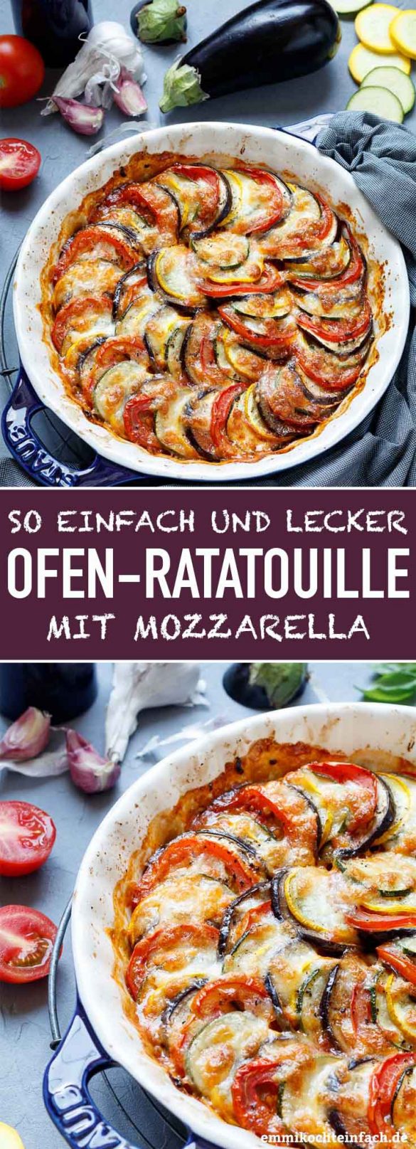 Ratatouille aus dem Ofen mit Mozzarella - emmikochteinfach