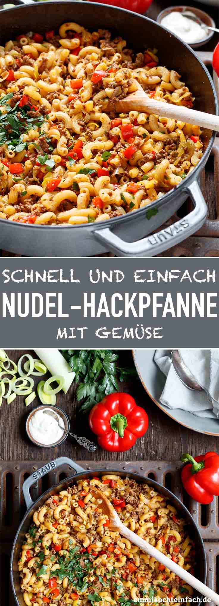 Schnelle Hackpfanne Mit Hornchennudeln Gemuse Emmikochteinfach