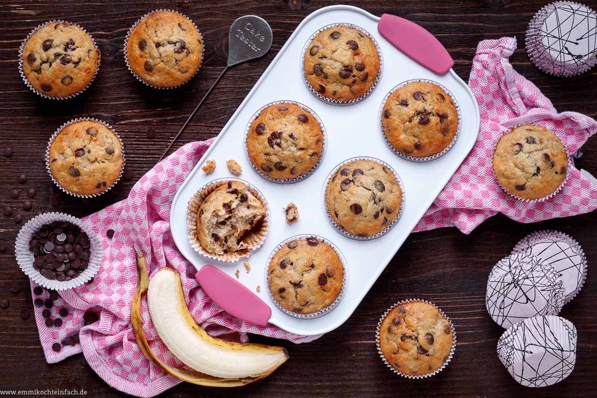 Einfache Bananen Schoko Muffins Emmikochteinfach