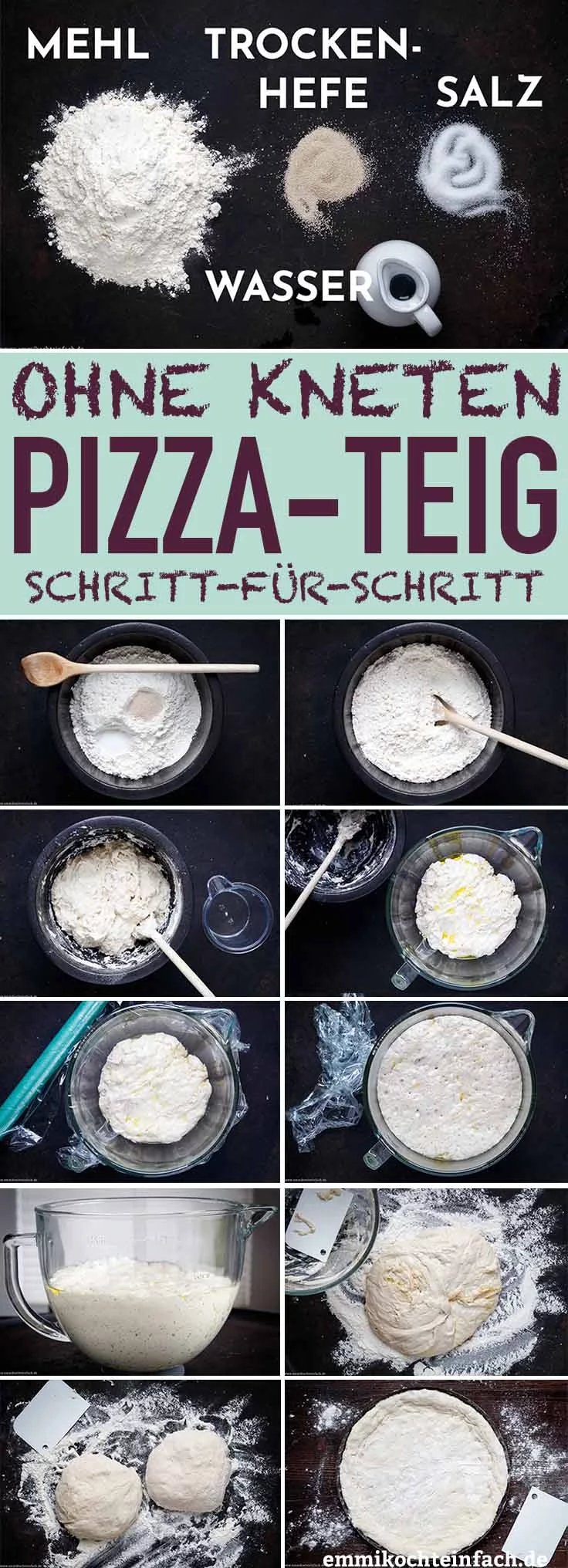 Einfacher amerikanischer Pizzateig ohne Kneten - www.emmikochteinfach.de