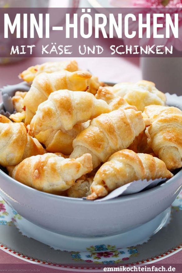 Mini Frischkäse Hörnchen mit Käse und Schinken - emmikochteinfach