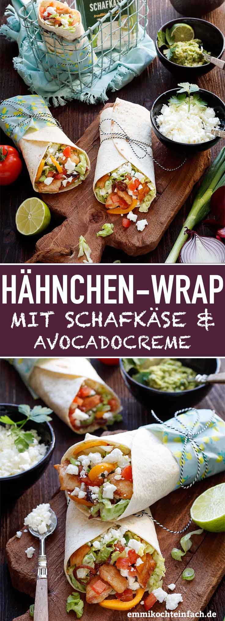 Wrap Mit Hahnchen Schafkase Und Avocadocreme Emmikochteinfach