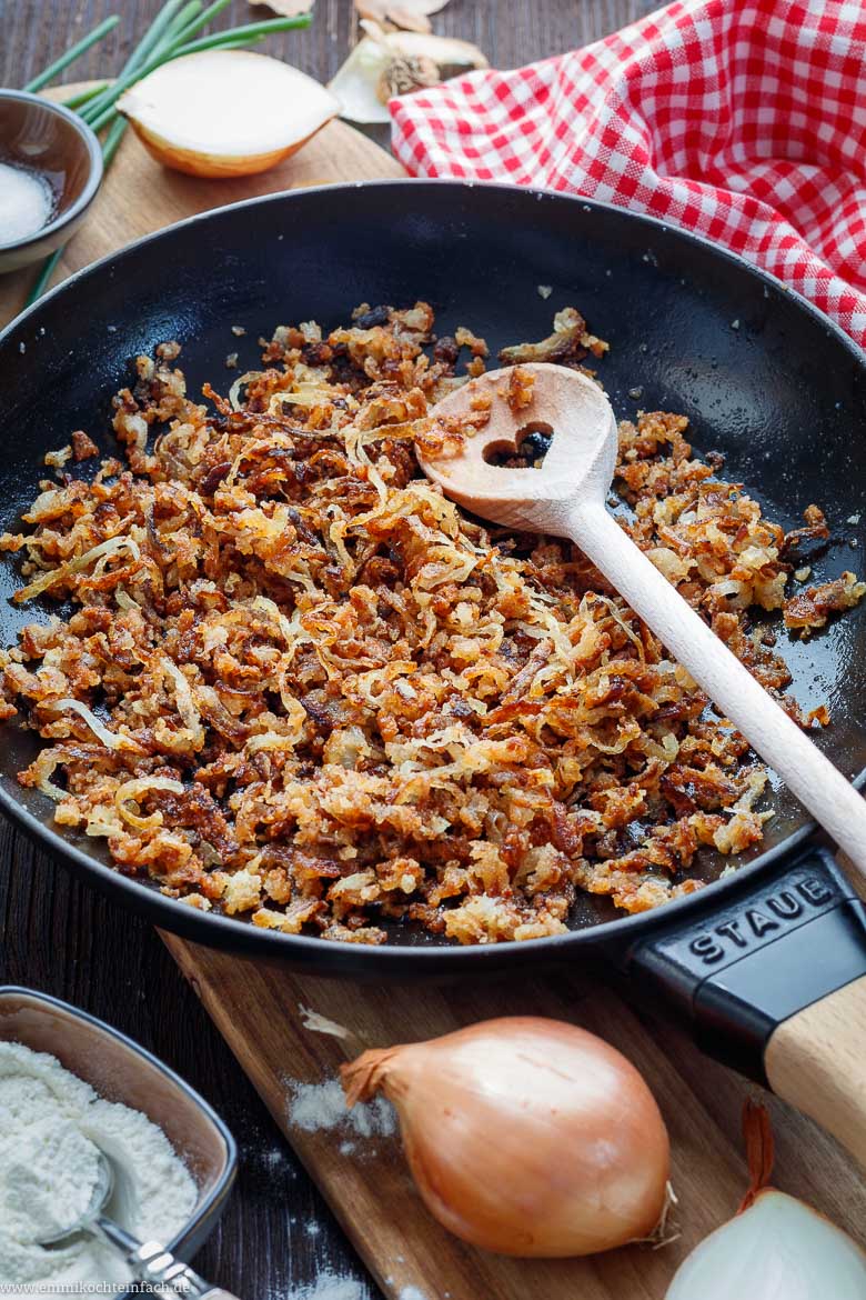 Käsespätzle Hackpfanne mit Lauch und Röstzwiebeln ...