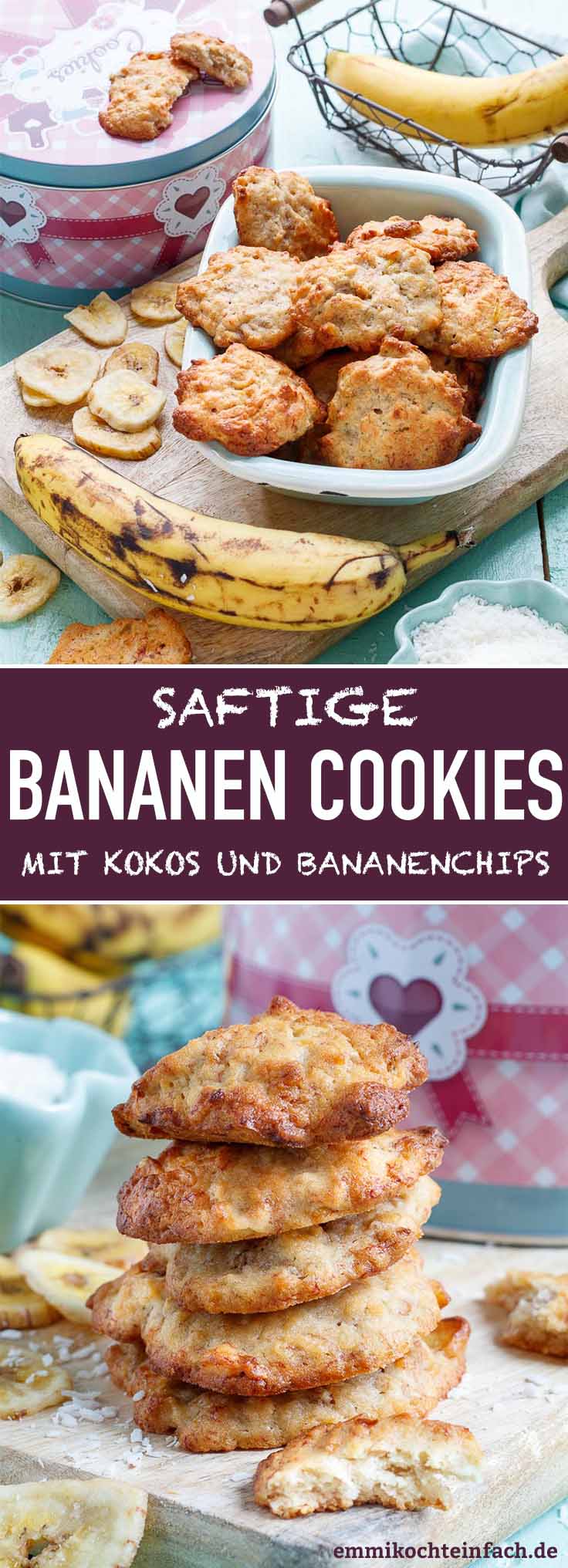 Saftige Bananen Cookies Mit Bananenchips Emmikochteinfach