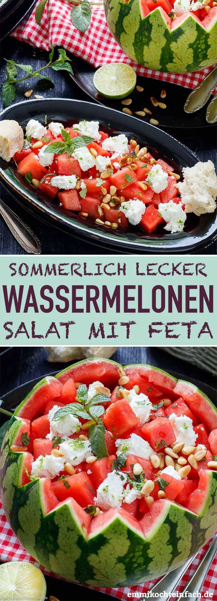 Wassermelonensalat mit Feta ganz einfach - www.emmikochteinfach.de