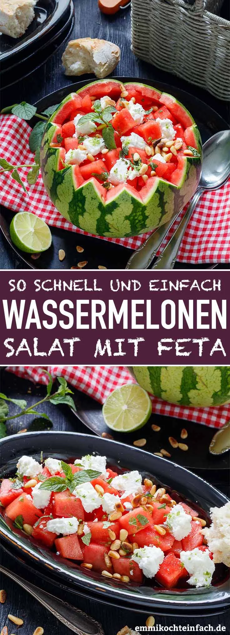 Einfacher Wassermelonen Salat mit Feta - www.emmikochteinfach.de