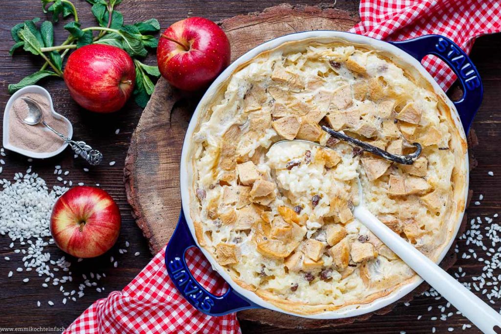 Milchreisauflauf mit Apfel ohne vorkochen emmikochteinfach