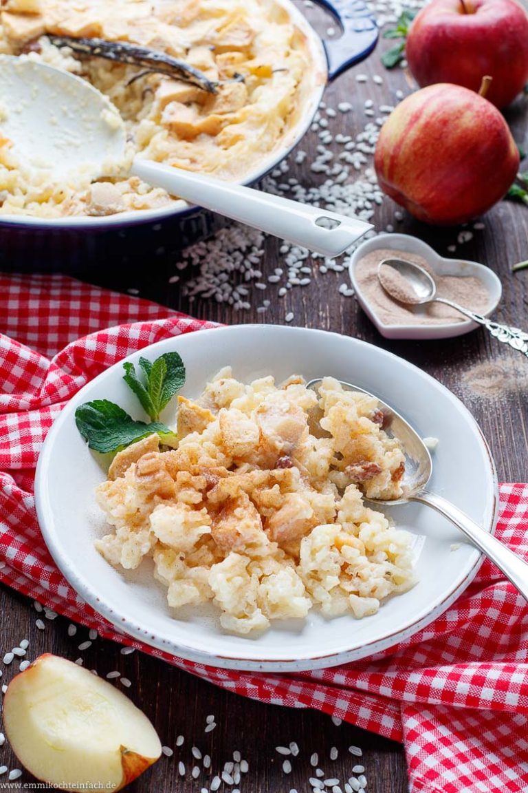 Milchreisauflauf mit Apfel ohne vorkochen - emmikochteinfach