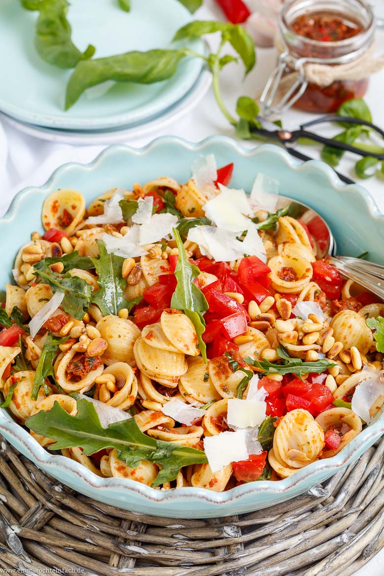 Italienischer Nudelsalat Mit Pesto Und Rucola Emmikochteinfach