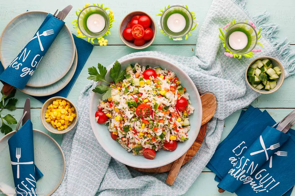 Reis Salat mit Gemüse
