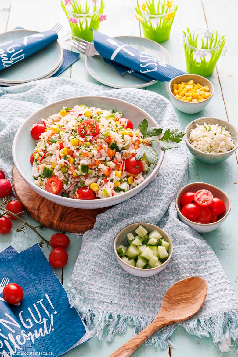 Klassischer Reissalat mit Gemüse - emmikochteinfach