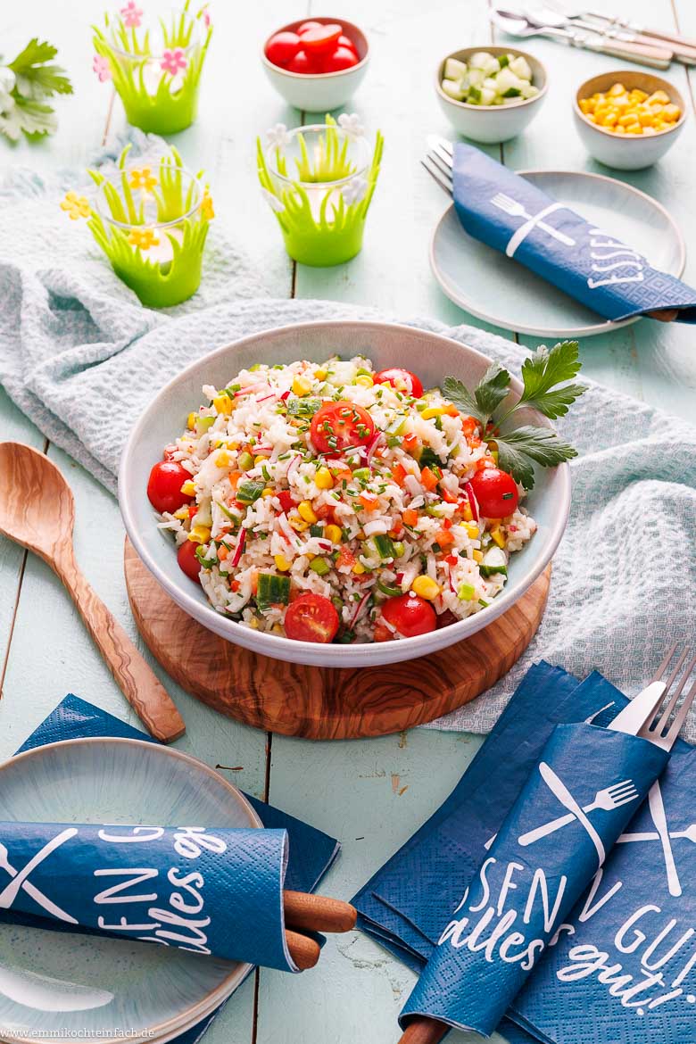 Klassischer Reissalat mit Gemüse - emmikochteinfach