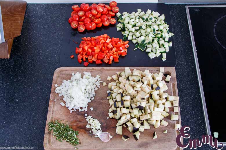 Gemüse für die vegetarische Quiche