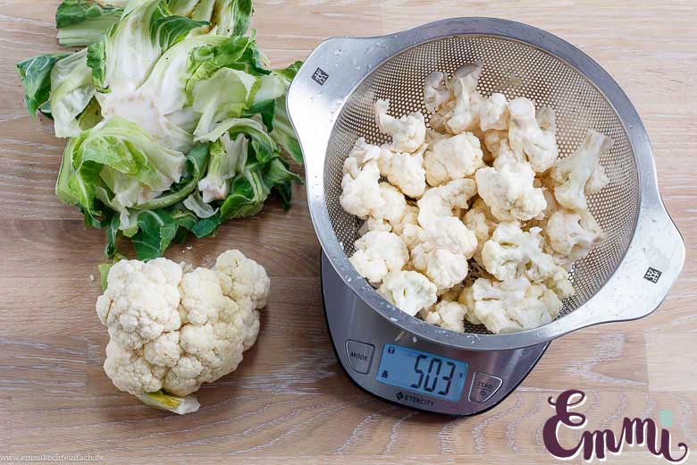 Blumenkohl Röschen für die cremige Suppe