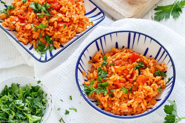 Tomaten Reis mit frischen Zutaten