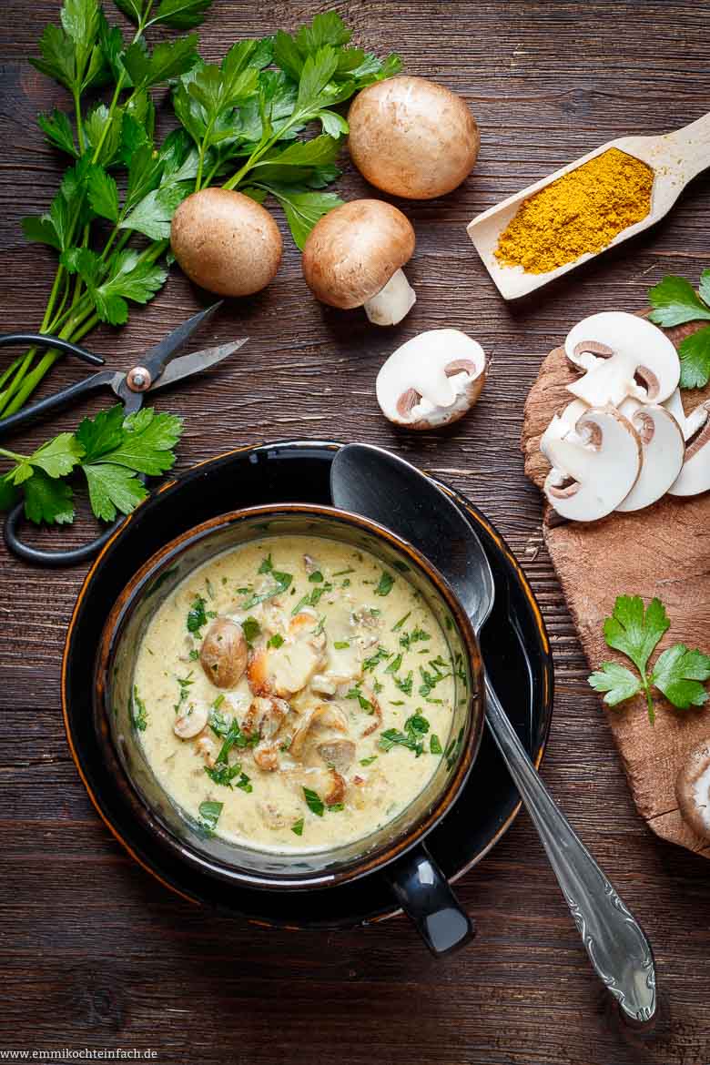 Schnelle und einfache Pilzsuppe mit frischen Pilzen