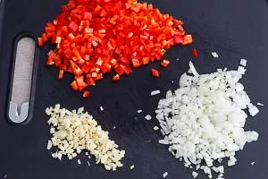 Gemüse Zutaten für Paella