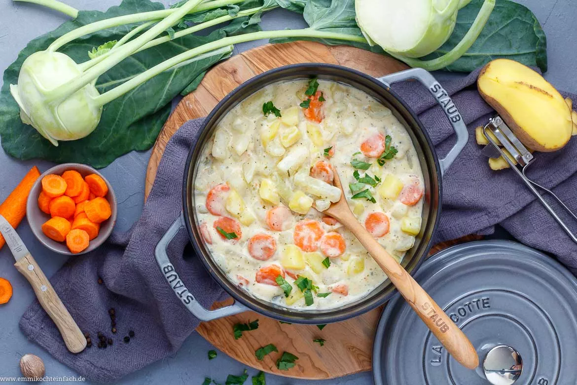 Kohlrabigemüse Rezept mit Kartoffeln und Möhren