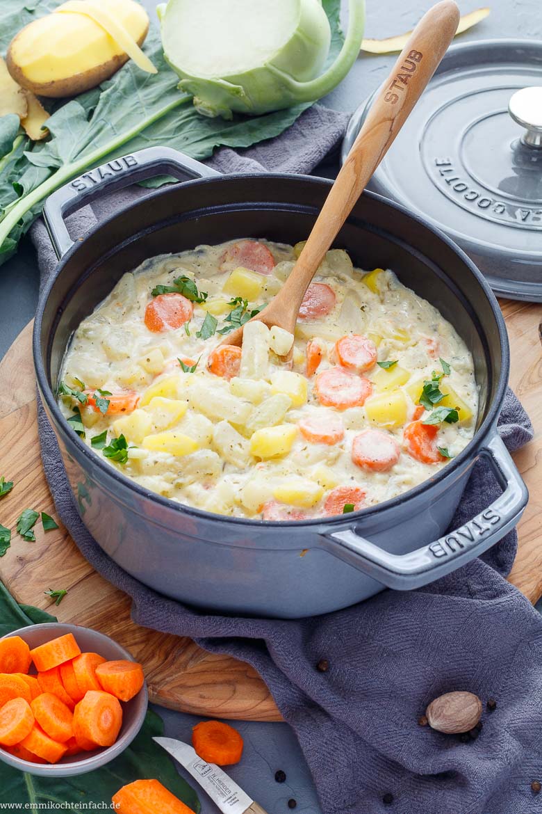 Kohlrabi Möhren Gemüse mit Kartoffeln