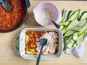 Zucchini Lasagne schichten