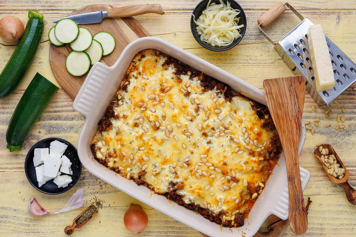 Zucchini-Hackfleisch-Auflauf mit Feta