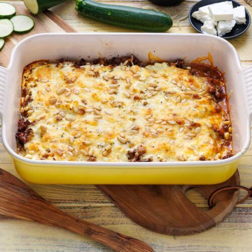 Zucchini-Hackfleisch-Auflauf mit Feta