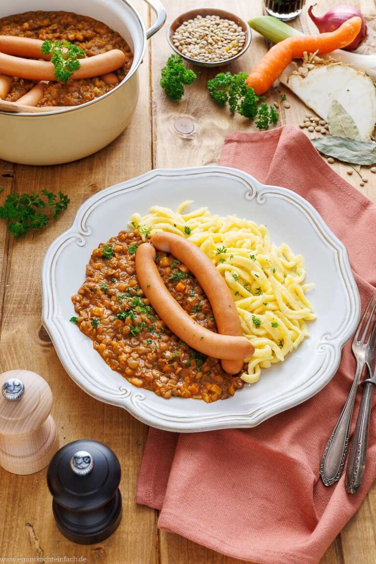 Schwäbische Linsen mit Spätzle