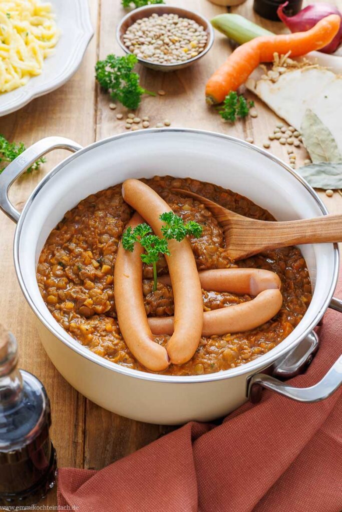 Schwäbische Linsen mit Spätzle