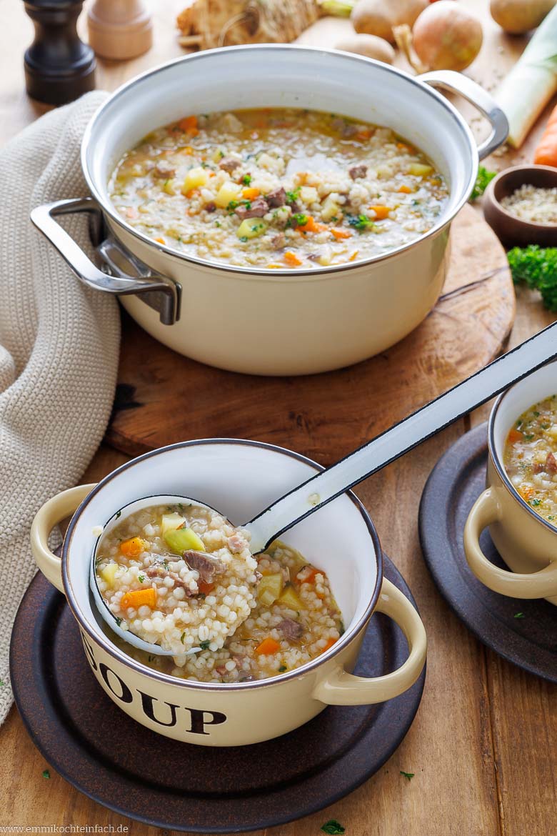 Graupensuppe mit Rindfleisch wie bei Oma