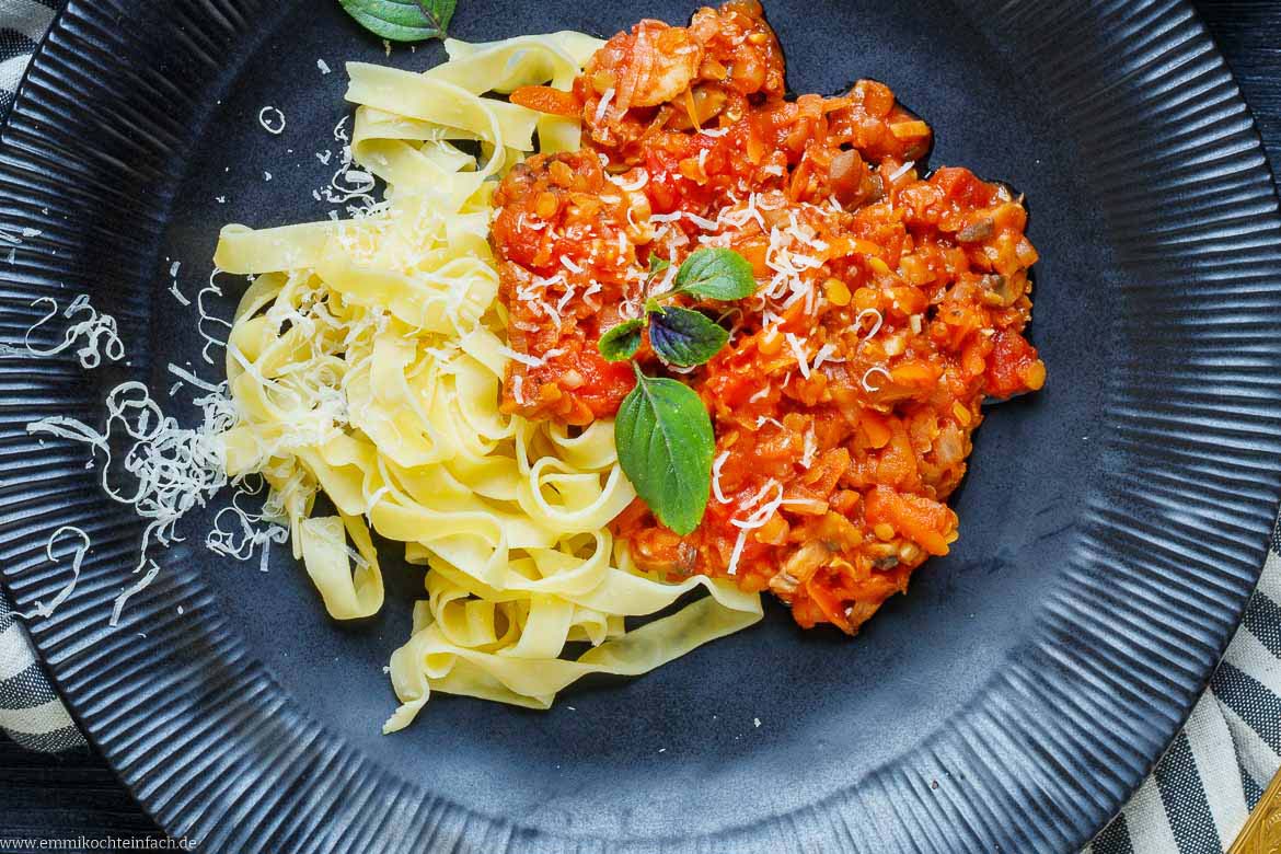 Linsenbolognese - rote Linsen Bolognese