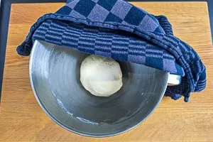 Naan-Teig zur Kugel formen und abgedeckt gehen lassen