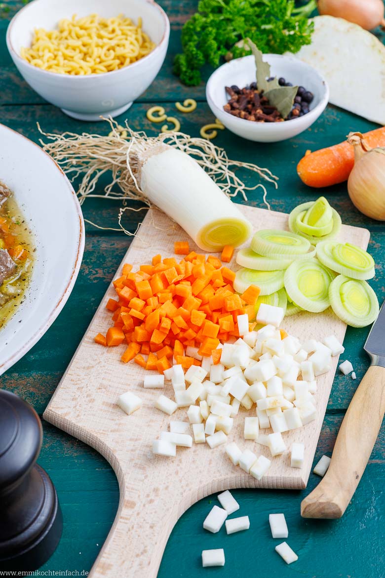 Gemüse-Zutaten für Rindfleischsuppe
