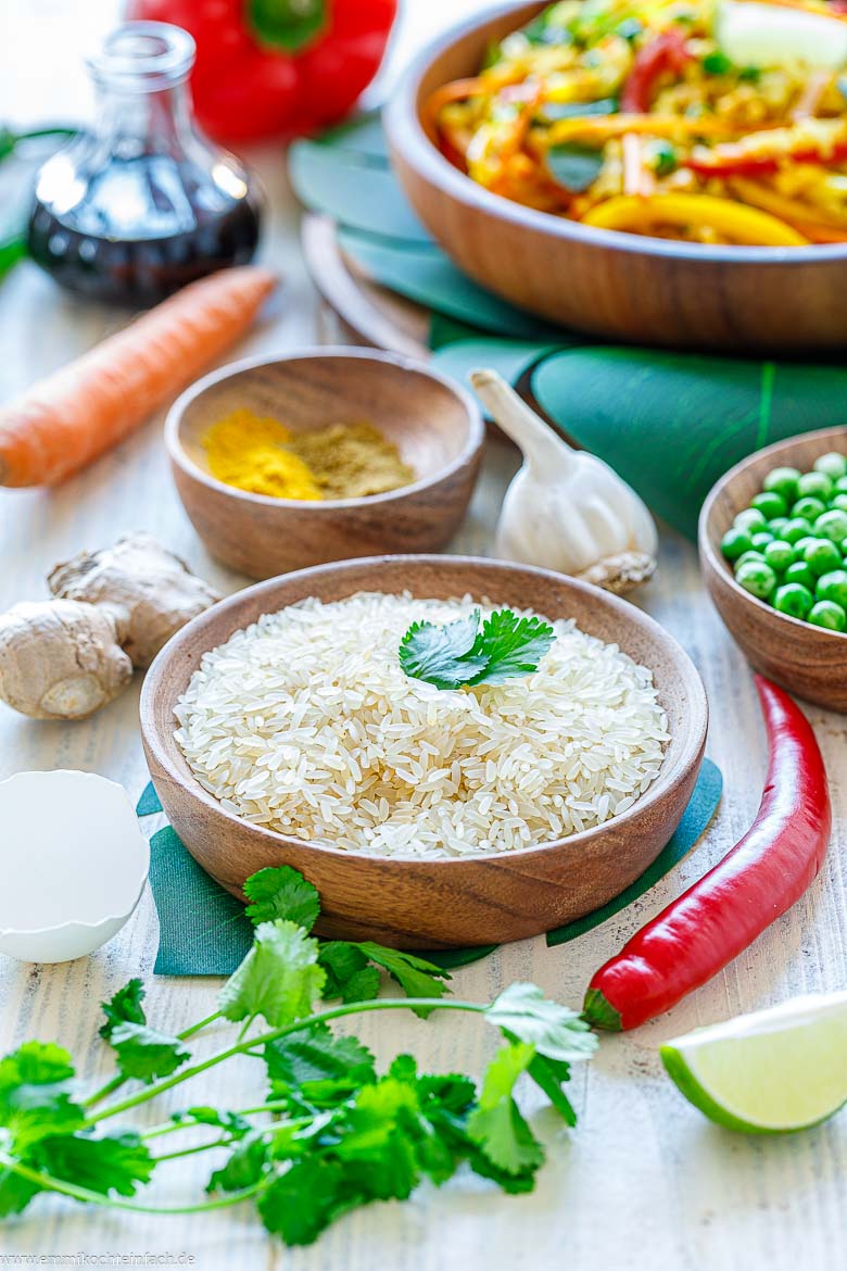 Zutaten für Nasi Goreng vegetarisch