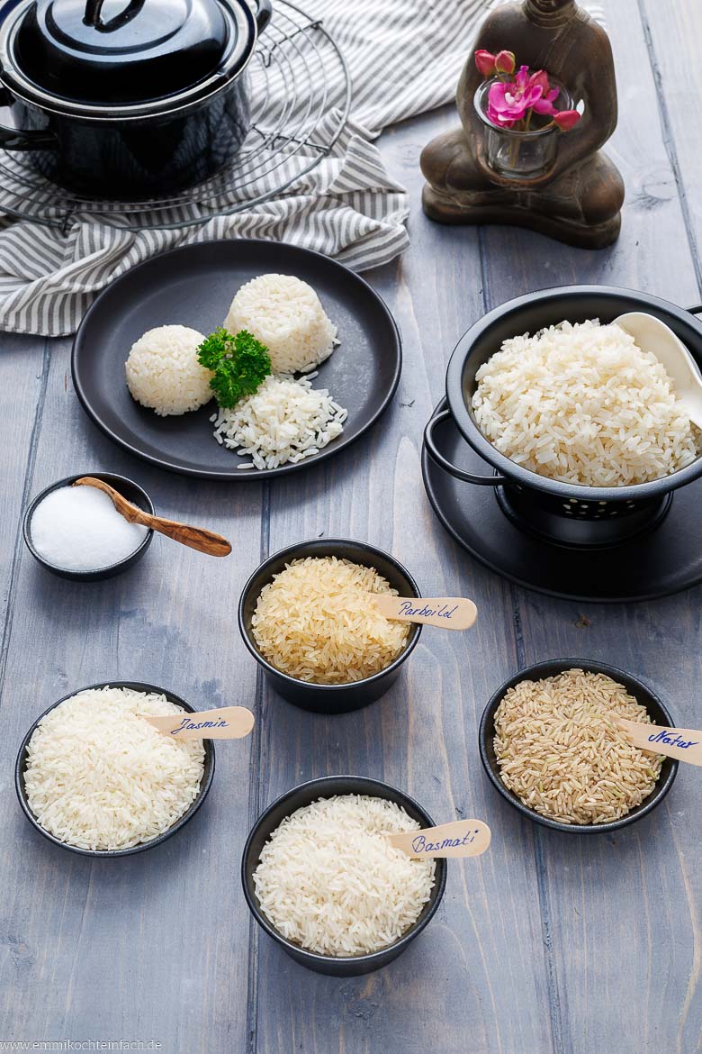 Reissorten kochen, wie Jasminreis, Naturreis, Basmati oder Parboiled Reis