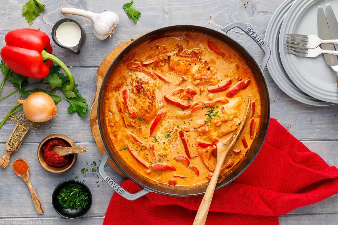 Paprika-Sahne-Hähnchen Rezept
