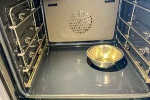 Schüssel in den Ofen stellen und aufheizen