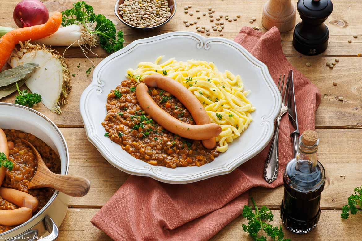 Linsen mit Spätzle