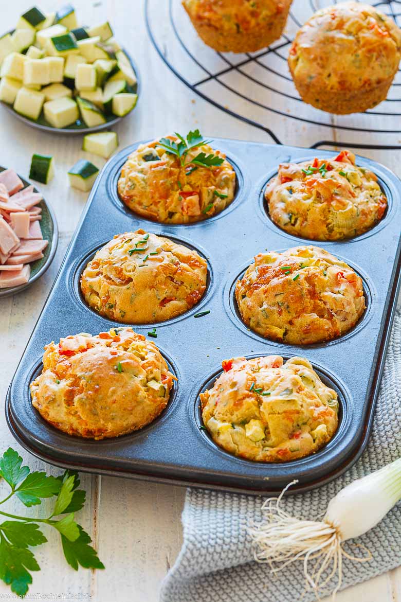 Herzhafte Muffins, zum Fr&uuml;hst&uuml;ck, Brunch oder f&uuml;r die Brotdose