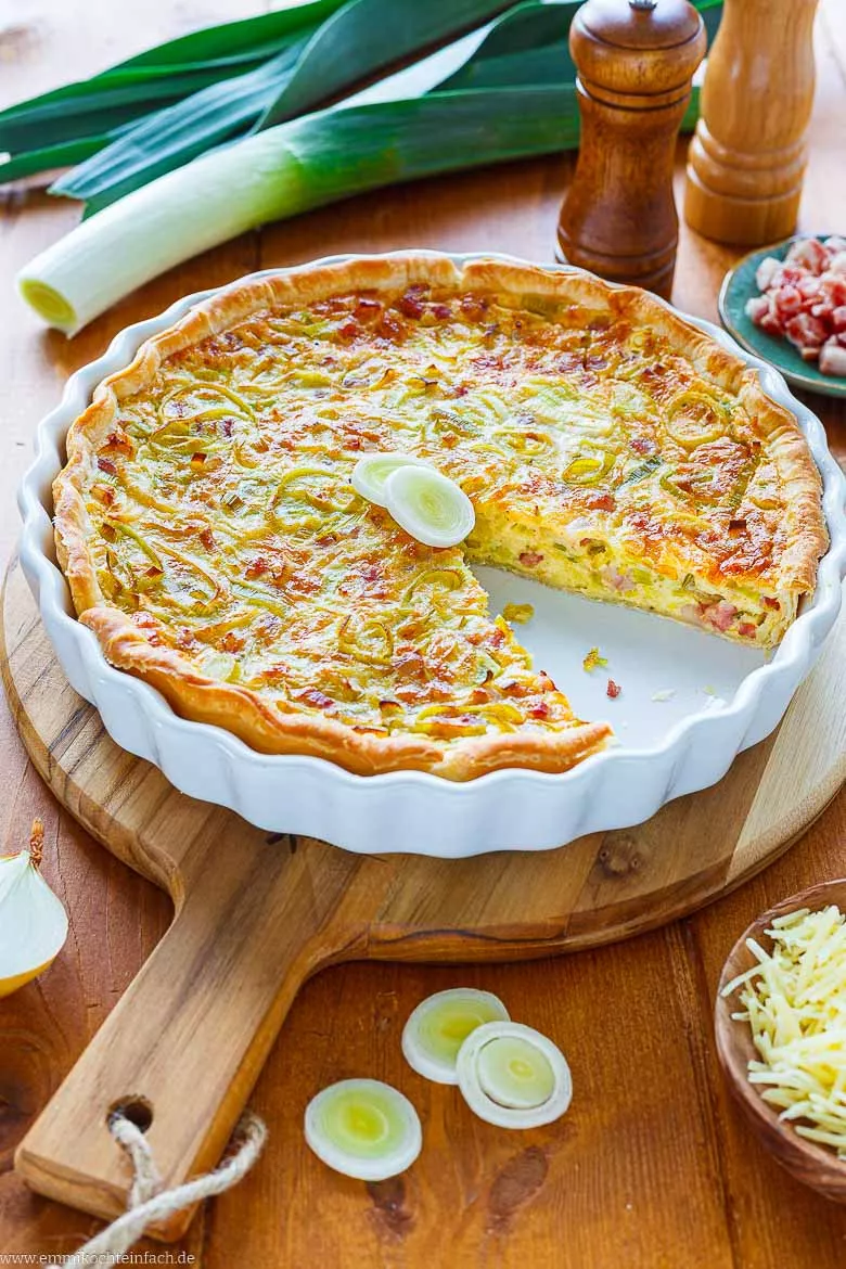 Quiche mit Porree in einer Quicheform