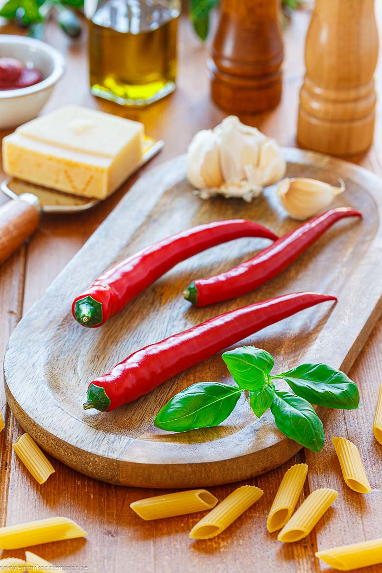 Zutaten f&uuml;r Penne Arrabiata