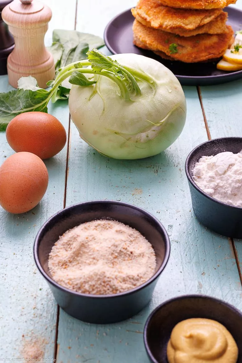 Zutaten für Gemüseschnitzel aus Kohlrabi