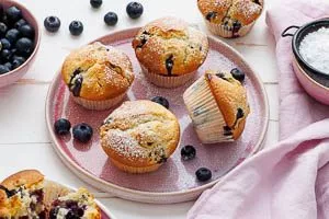 Fertig sind die leckeren Blaubeermuffins.