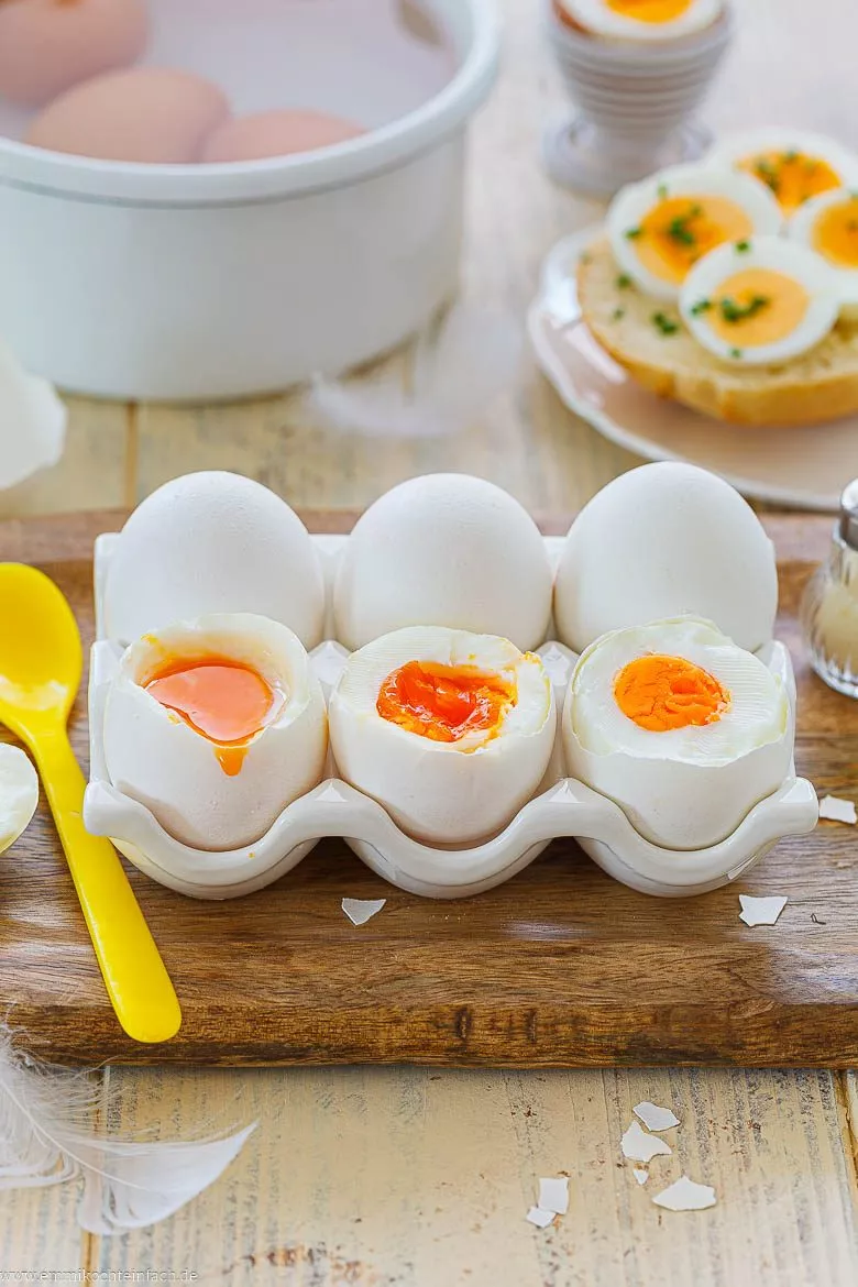 Eier hart kochen, Eier weich kochen und Eier mit flüssigem Eigelb – ich zeige es dir.