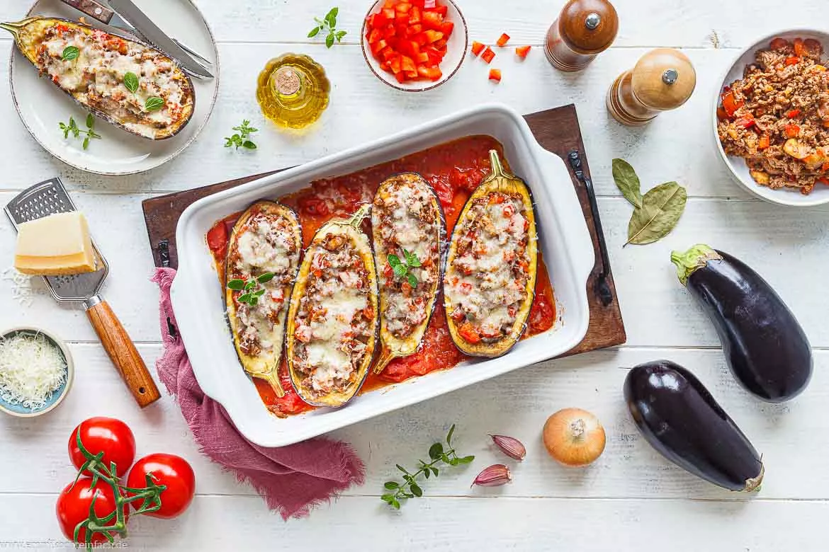 Rezept für gefüllte Auberginen
